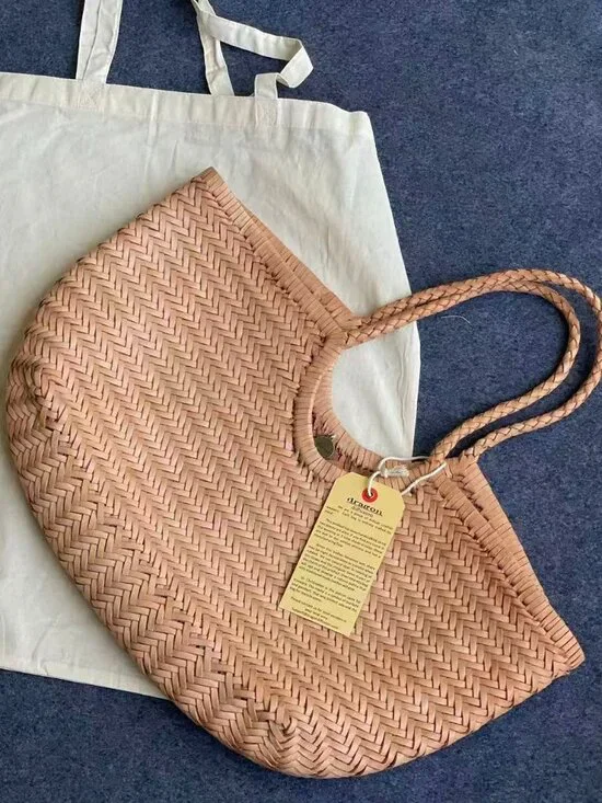 Dragon Diffusion Woven Leather Tote Tan Large Basket Bag 49cm Handcrafted - Picture 1 of 5